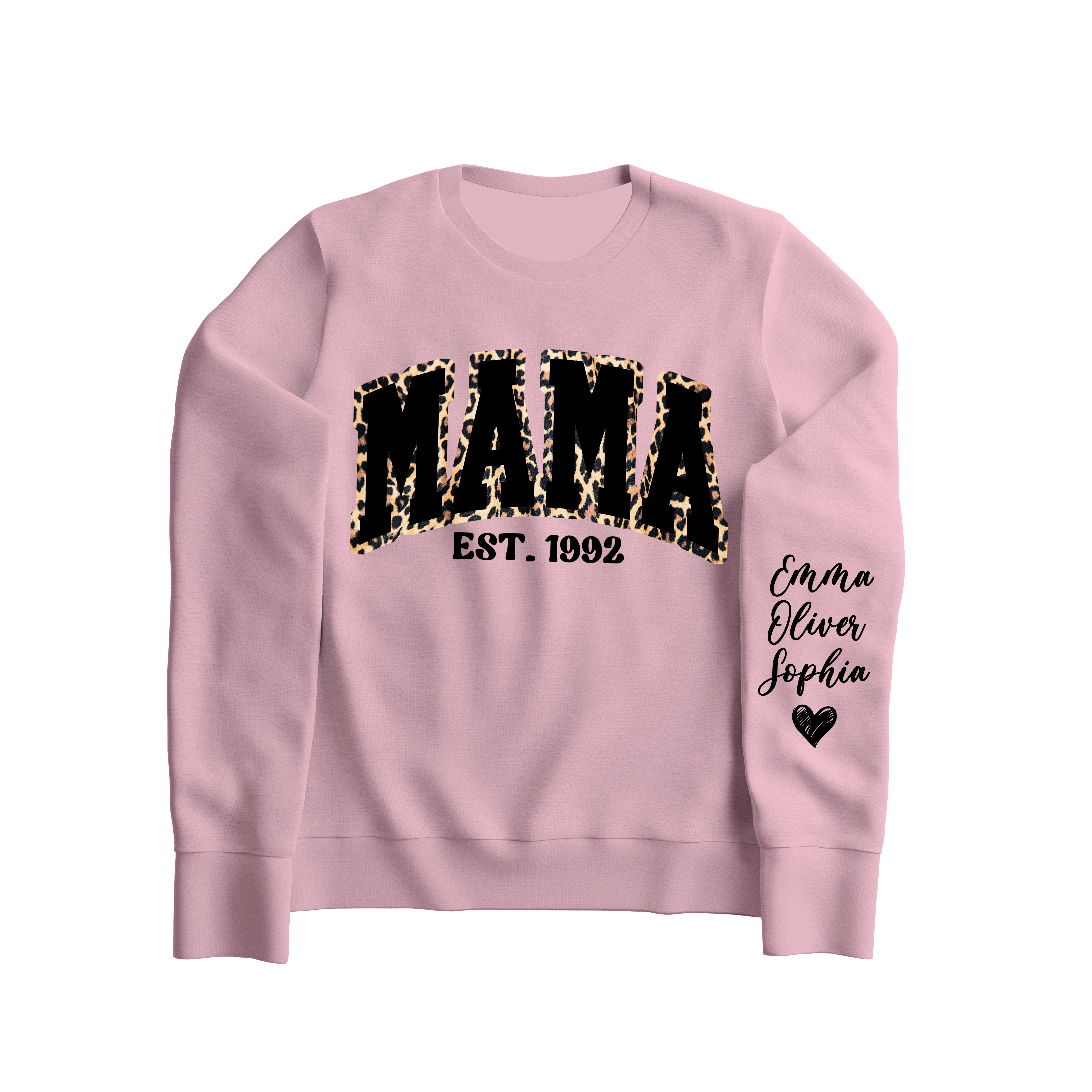 "MAMA" Leopard Print Sweatshirt (Light Pink)