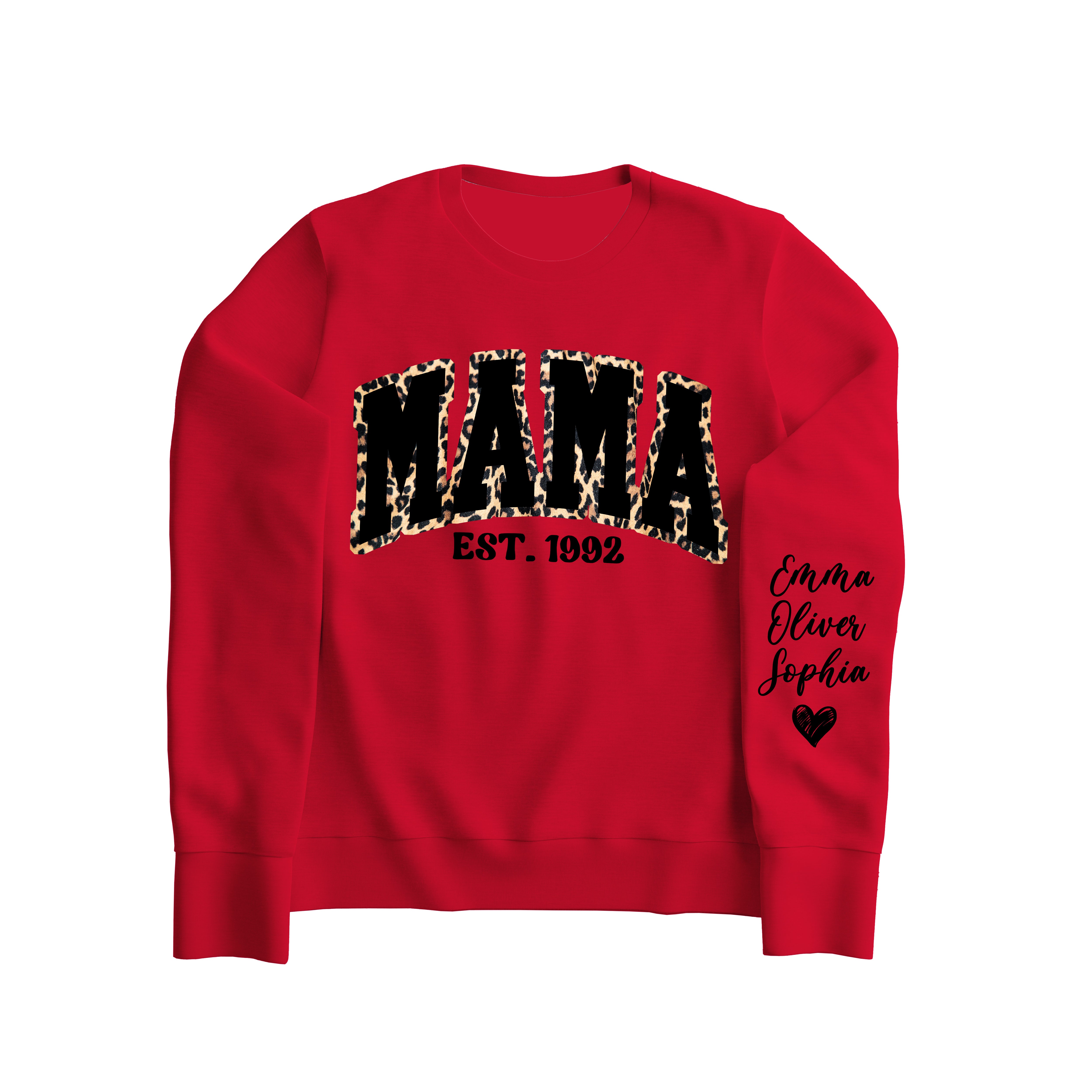 "MAMA" Leopard Print Sweatshirt (Red)