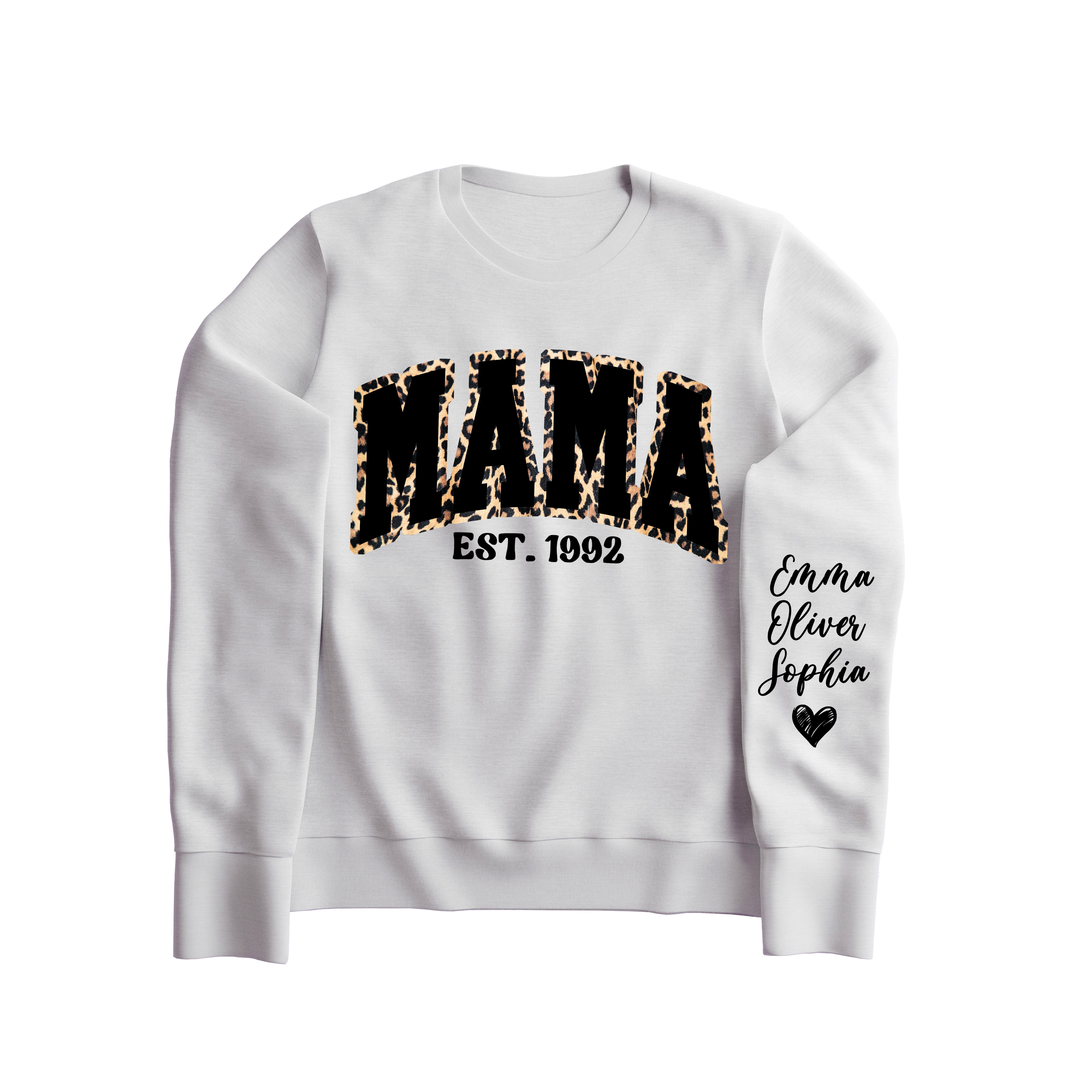 "MAMA" Leopard Print Sweatshirt (White)